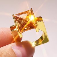 여자을 14K 골드 컬러 링 옐로우 토파즈 AMETRINE BIZUTERIA GEMSTONE ANILLOS JEWELRY BIJOUX FEMME BAGUE MEN RING BOX