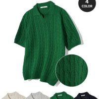 키뮤어 코튼 오픈 카라 케이블 니트 4 COLOR Cotton Open Collar Cable Knit 4