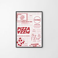 노크노크 flying pizza인테리어 포스터 액자 화이트30x40cm