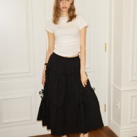 살롱드욘 Ribbon Point Shirring Skirt