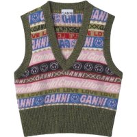 GANNI 여성 그래픽 브이넥 - 멀티 컬러 GRAPHIC V NECK VEST K1776999