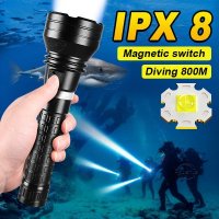 수중 써치 랜턴 전문 다이빙 손전등 LED 램프 800m 고출력 토치 스쿠버 조명 IPX8 XHP160