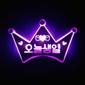 네임플러스 LED 생일 파티 왕관 머리띠 문구자유제작, 네임플러스