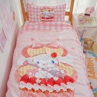 차렵 이불 기숙사 펜션 호텔 간절기 여름 이불 세트 Kawaii sanrio 4 58 기숙사 침대 8