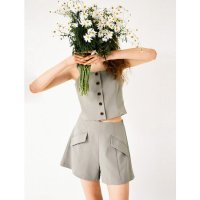 [르세지엠] KHAKI ANNE BUSTIER TOP SET UP (카키 안느 뷔스티에 탑 셋업) 카키  QRGL23SMSL03-SET-KH L23SMSL03-SET-KH