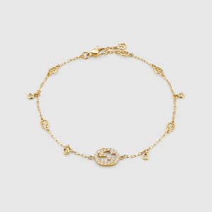 GUCCI 구찌 인터로킹 팔찌 다이아몬드 18K 골드