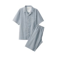 무인양품 MUJI 남성 반팔 여름 잠옷 네이비스트라이프