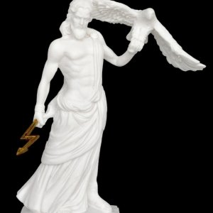 제우스 목성 - 올림푸스 산의 모든 신들의 그리스 로마 왕 - 하늘 번개와 천둥의 지배자 - 설화 석고상