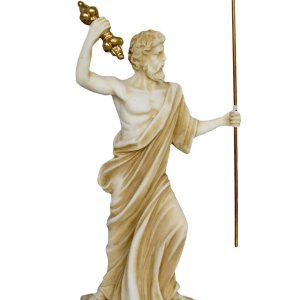 제우스 주피터 - 올림푸스 산의 모든 신들의 그리스 로마 왕 - 하늘 번개와 천둥의 지배자 - 오래된 설화석고 조각상