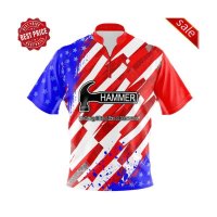 언브랜디드 해머 티셔츠 볼링티 Hammer American Flag Bowling Shirt Zip Jersey Tee