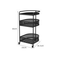 다용도 3단 철제 트롤리 이동식 4색-블랙