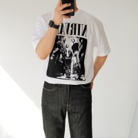 NIRVANA 남자 락밴드 티셔츠 여름 박시반팔 오버핏