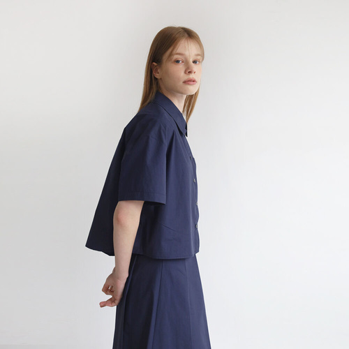 [미들로] Minimal Short Sleeved Shirt Navy