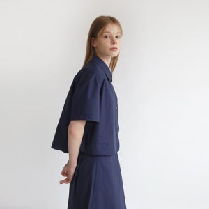 [미들로] Minimal Short Sleeved Shirt Navy