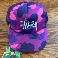 베이프 X 스투시 트러커 캡 BAPE x Stussy Trucker Cap SS22