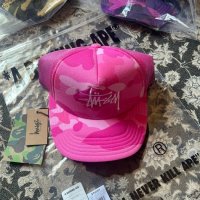 베이프 X 스투시 트러커 캡 BAPE x Stussy Trucker Cap SS22