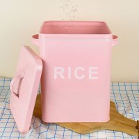 보관함 철제 다용도 수납함 쌀 통 981 1개 핑크RICE