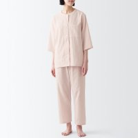 무인양품 무지 MUJI 여성 잠옷 순면 반팔 파자마 줄무늬 홈웨어 L 12729495