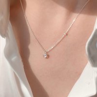 순은 AAA급 문스톤 장미석 원석 하트 은목걸이 mini love necklace