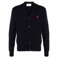 아미 스몰 하트 로고 울 가디건 느와르 AMI de Coeur Wool Cardigan Noir - BFHK305-001-0