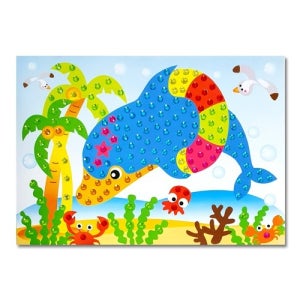 보석스티커그림-돌고래꾸미기 어린이 단체 유치원 유아동 여름만들기 키트