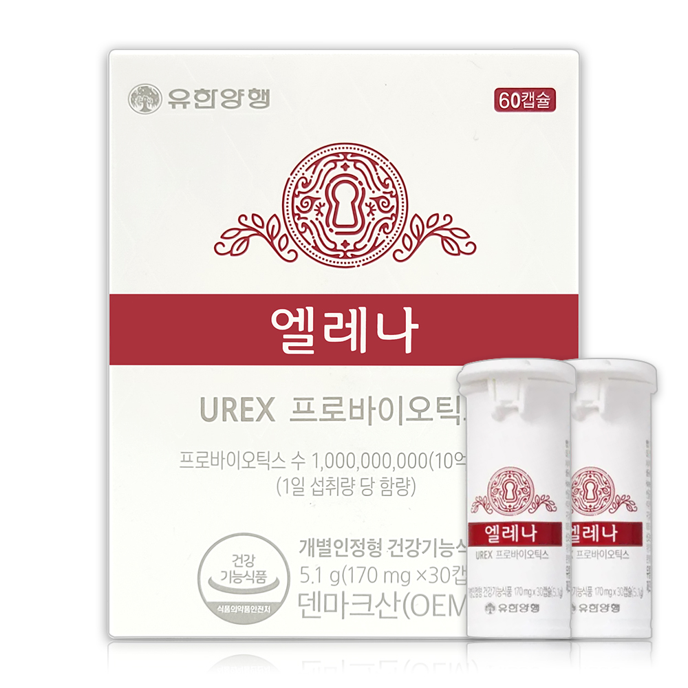 유한양행 엘레나 UREX <b>프로바이오틱스</b> 170mg x 60캡슐