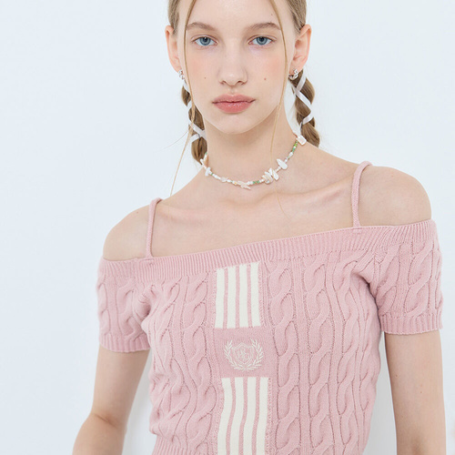 [라티젠] L4 CABLE OFFSHOULDER KNIT(PINK)