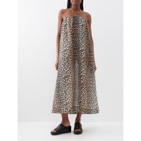 GANNI 가니 여성 Leopard-print voile halterneck dress 드레스 1539483