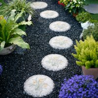 야외 정원 디딤돌 돌 디딤석 그림 꽃 돌 타일 주택 징검다리 난초