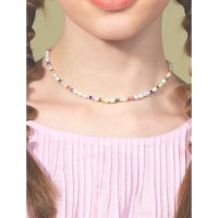 BONBEAU Freshwater pearl color beads choker Necklace 밥풀 담수진주 컬러 비즈 초커 목걸이