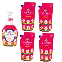 아이깨끗해 위글위글 핸드워시 화이트 릴리 향 490ml + 450ml x 4개(리필)