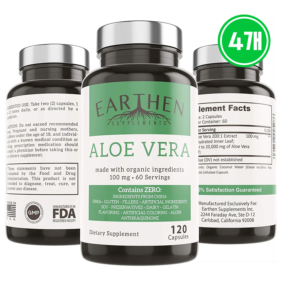 4개 EARTHEN supplements Aloe 알로에 베라 120캡슐