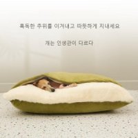 달샵 강아지 고양이 컴피베드 침낭 하우스 숨숨집 -프레시 프루츠 그린 스에이드