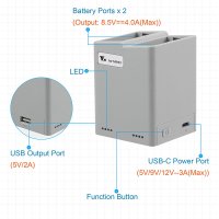 DJI 미니 3 프로용 배터리 충전 양방향 허브 휴대용 USB 가정부 드론