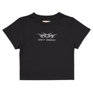 돈애스크마이플랜 Damp Misty Memory Logo Crop Top_Charcoal