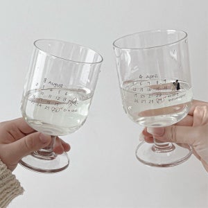 기념일 캘린더 컵 고블렛잔 280ml 1P 결혼 선물 드로잉, DALLOO