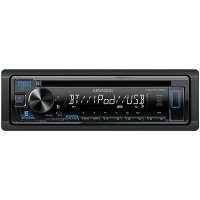 카오디오 KENWOOD KDCBT282U CD 카 스테레오 단일 소음 블루투스 오디오 USB MP3 FLAC Aux 입력 AM FM 라디오 흰색 13자리 LCD 디스플레이 파란색