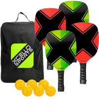 Xcello Sports 피클볼 4피스 패들 세트 공 6개와 휴대용 가방