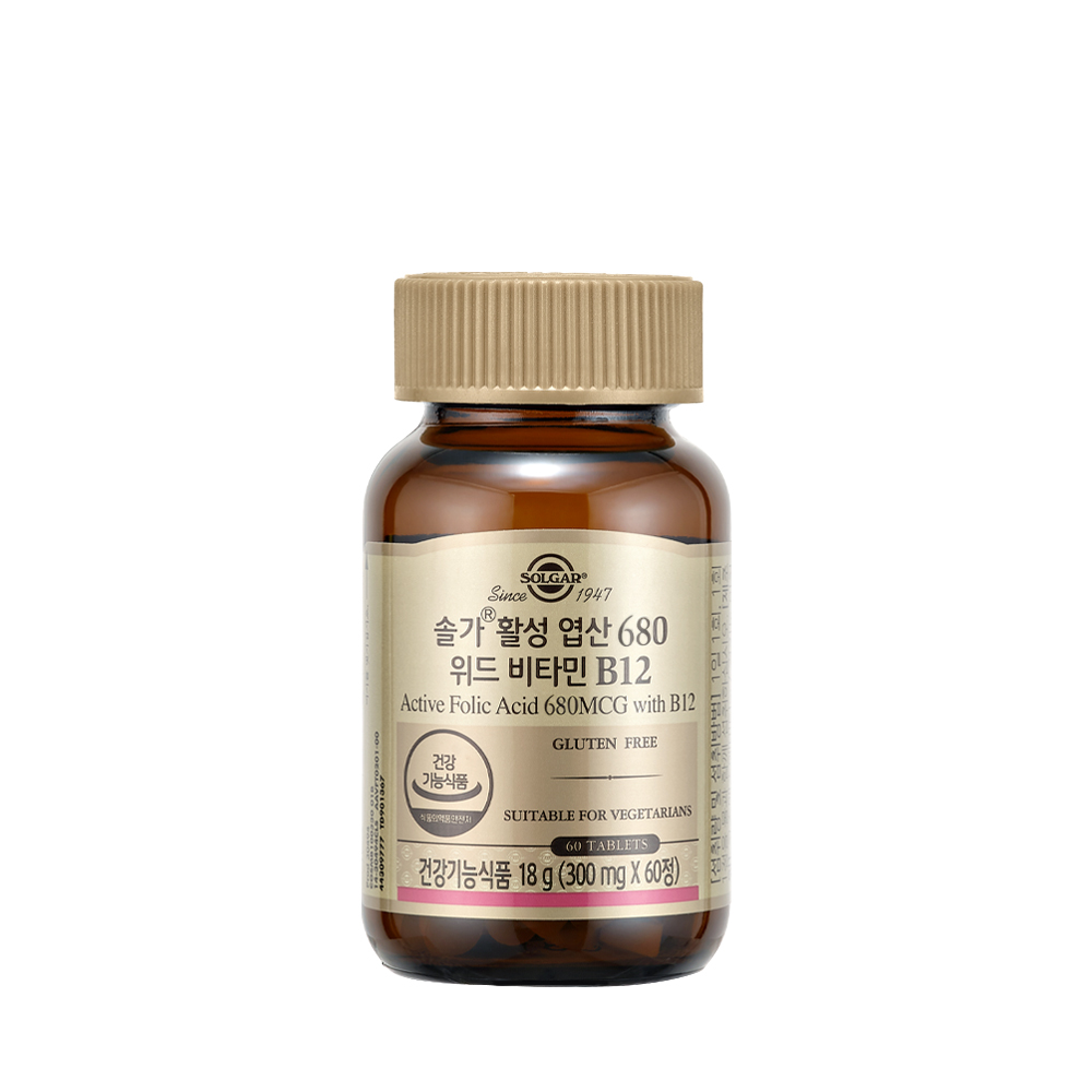 솔가 활성 <b>엽산</b> 400 위드 비타민 B12 300mg x 60캡슐