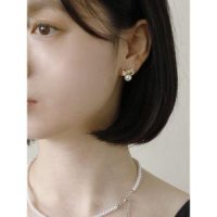 소수 주얼리 Cubic Ribbon Pearl Earring 큐빅 리본 진주 귀걸이