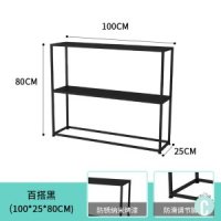 틈새수납 선반 철제 캐비닛 거실 주방 사이드 수납장 심플 블랙-100x25x80 기본