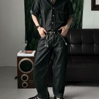 Nonfade stitch half shirt 남자 논페이드 스티치 반팔 데님 셔츠 셋업