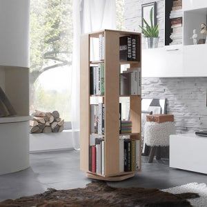 비앙스 VONI 자작원목 슬림 회전책장