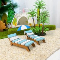 여름 미니어처 썬베드 우드 해변 바다 장식 인테리어 소품 디자인