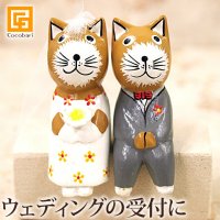 일본 감성 엔틱 웨딩 고양이 목각인형 인테리어 장식품 - 단일 옵션