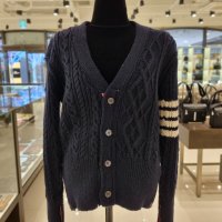 톰브라운 도네갈 케이블 사선 브이넥 가디건 Thom Browne Donegal Cable 4-Bar V-Neck Cardigan Nav