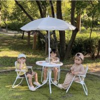 감성 캠핑 야외 접이식 어린이 휴대용 테이블과 의자 파라솔 세트