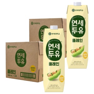 연세두유 플레인 1L 24개 1000ml 1리터 대용량 연세유업  칼슘강화 비타민D 6겹 멸균두유 실온보관 음료 유제품 간편보관 야식대신 허기질때