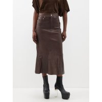 릭오웬스 Flared leather midi skirt 1533842