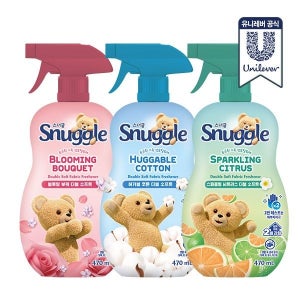 스너글 섬유탈취제 허거블 코튼, 블루밍 부케, 스파클링 시트러스 470ml x 2개 (3종)